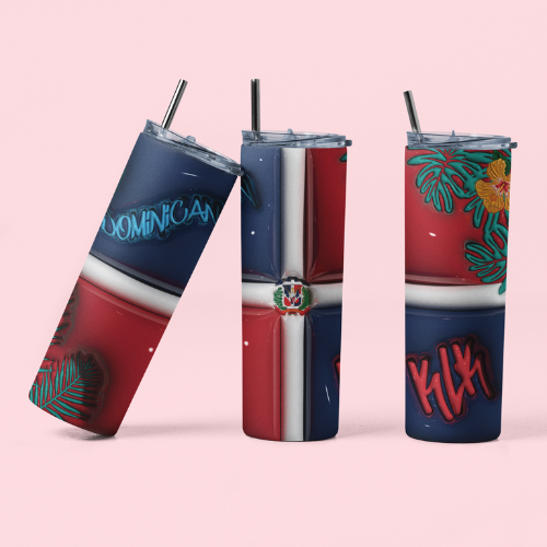 Dominican flag puff Tumbler wrap png