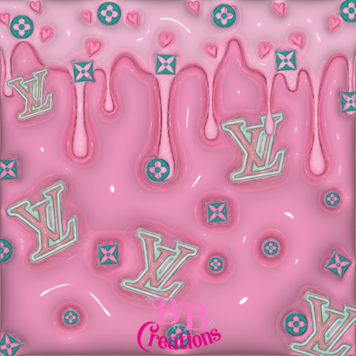Lv Pink 3D Puff patterned vinyl, LV waterproof vinyl, resin art, resin glitters, luxury, designer