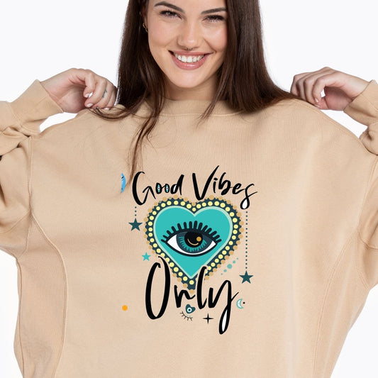 Good Vibes only sweater, evil eye, protect your energy, Good energy