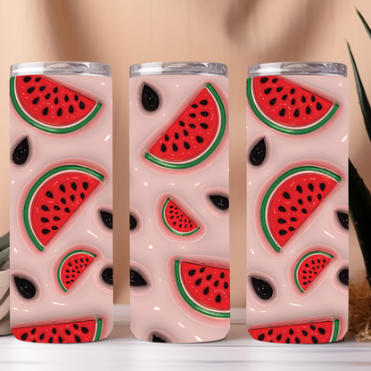 Watermelon puff sublimation wrap png, watermelon, cute cup, sublimation design, tumbler ideas