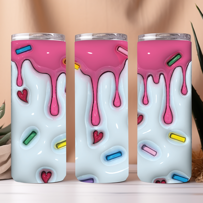 Ice cream pink dripping puff sublimation tumbler wrap png, Blue ice cream, tumbler ideas