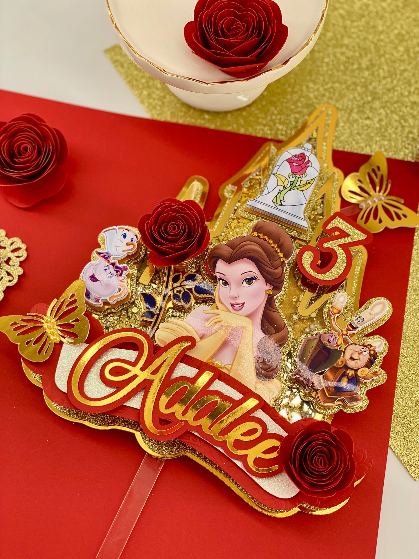 Belle princess luxury cake topper shaker