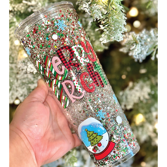 Merry & Bright Snowglobe cup, snow globe, Christmas cup, cute cup, Christmas gift, tumbler ideas, glitters shaker