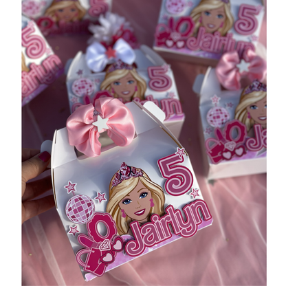 Barbie party boxes, Birthday girl, Pink birthday party, pink doll
