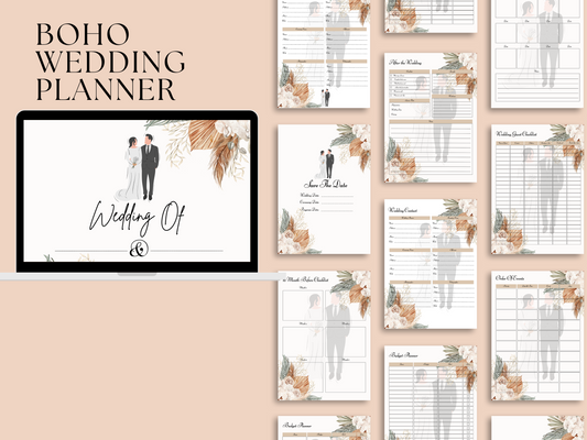 Boho Wedding Planner, Bride to be, Stay organize, Digital products