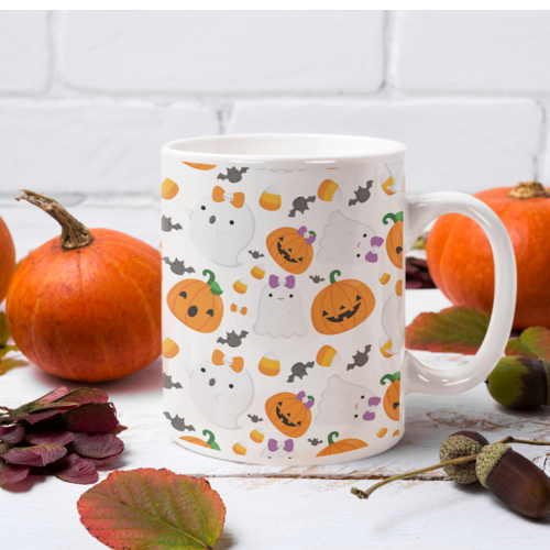 Pumpkin ghost ,Sublimation Wrap PNG, mug design, halloween mug ideas, halloween design shop halloween