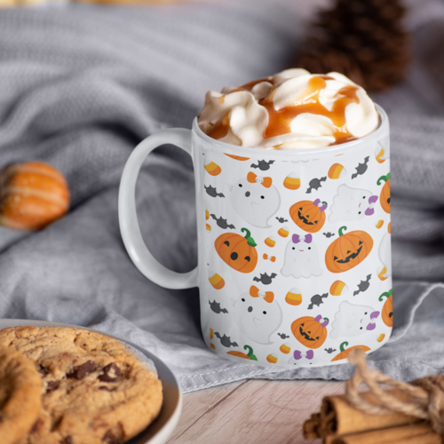 Pumpkin ghost ,Sublimation Wrap PNG, mug design, halloween mug ideas, halloween design shop halloween