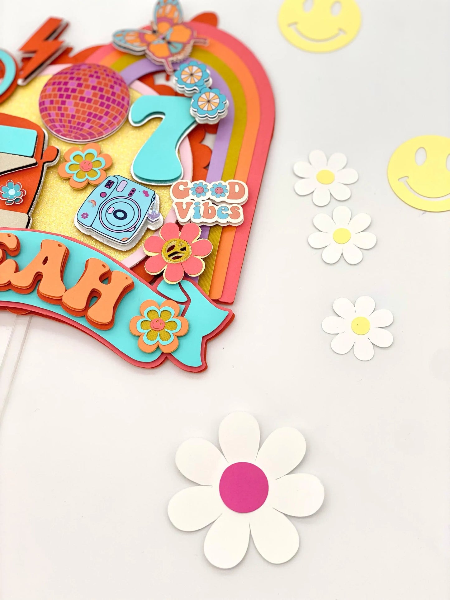 Retro cake topper, groovy birthday, retro vibes