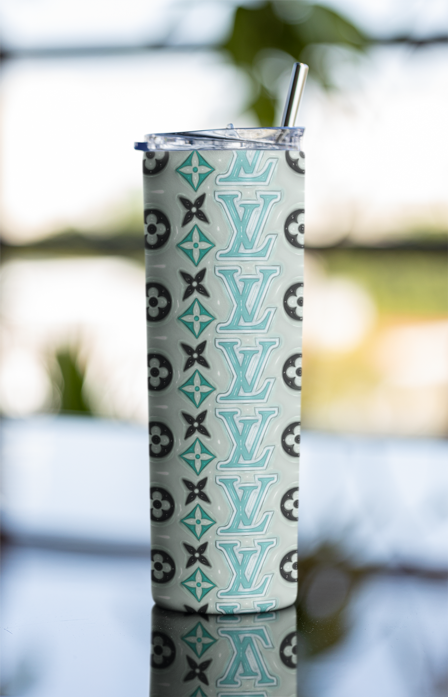 LV Blue Sublimation Wrap PNG, Luxury cup, sublimation design, tumbler ideas