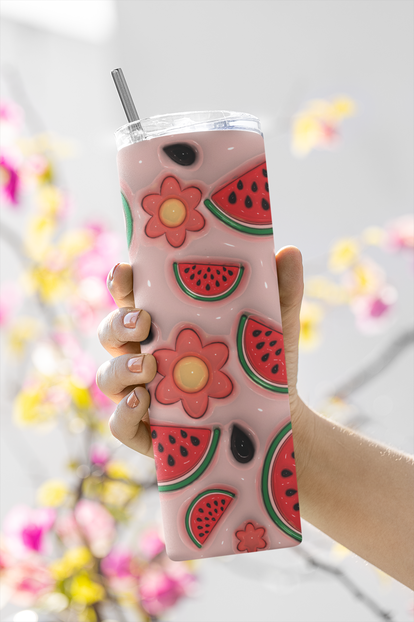 Flowers and watermelon sublimation wrap png, watermelon, flowers, sublimation designs, tumbler ideas
