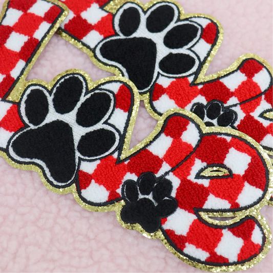 Love dog print- chenille patch