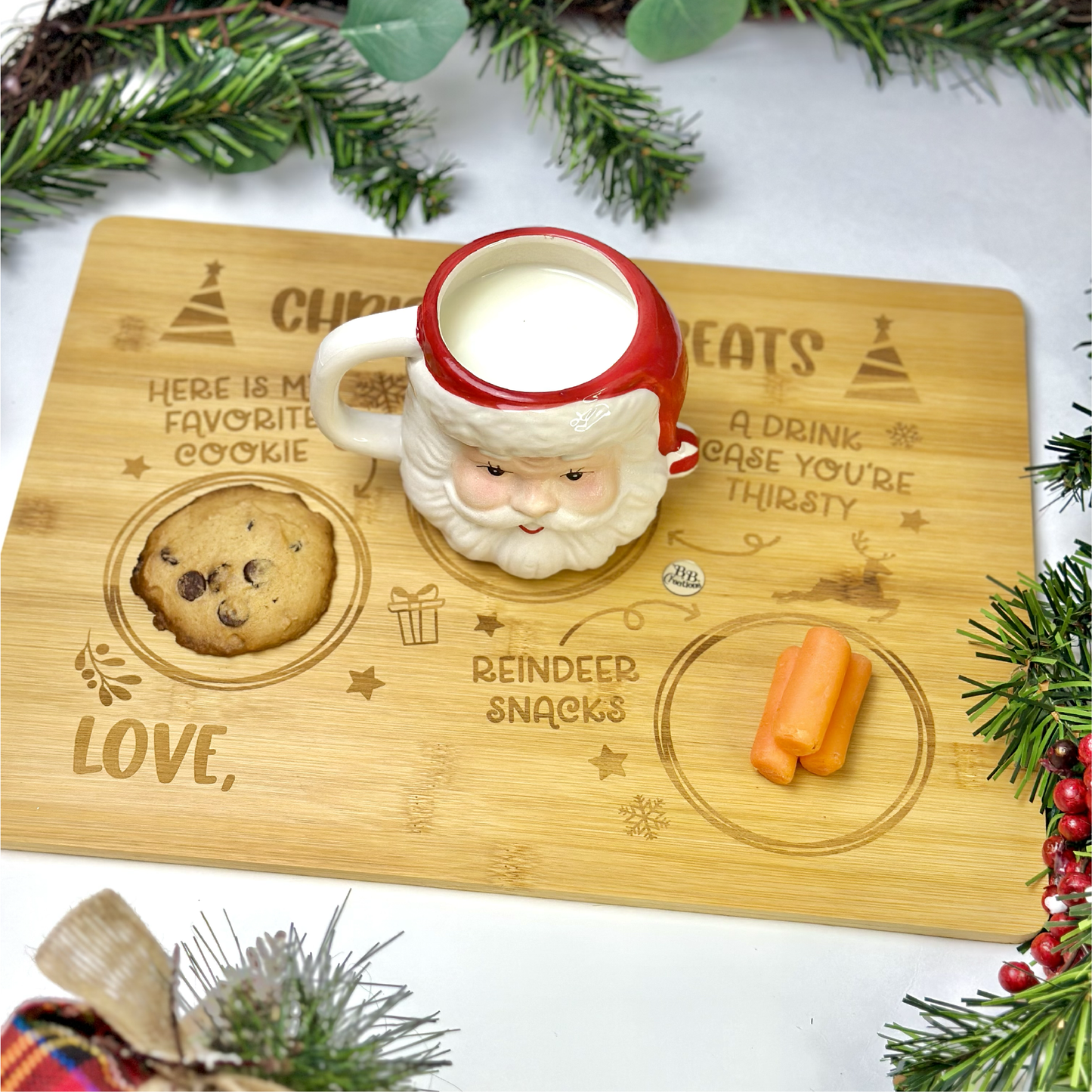 Santa's Tray, Christmas , cookie for Santa, Christmas treats , wood tray, wood Christmas tray, milk for Santa